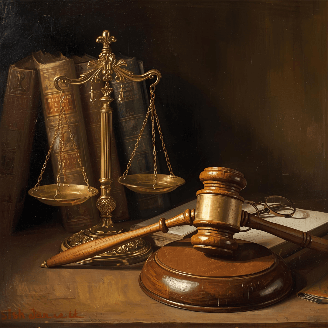 Close-up of a wooden gavel on a desk, symbolizing justice and legal authority.