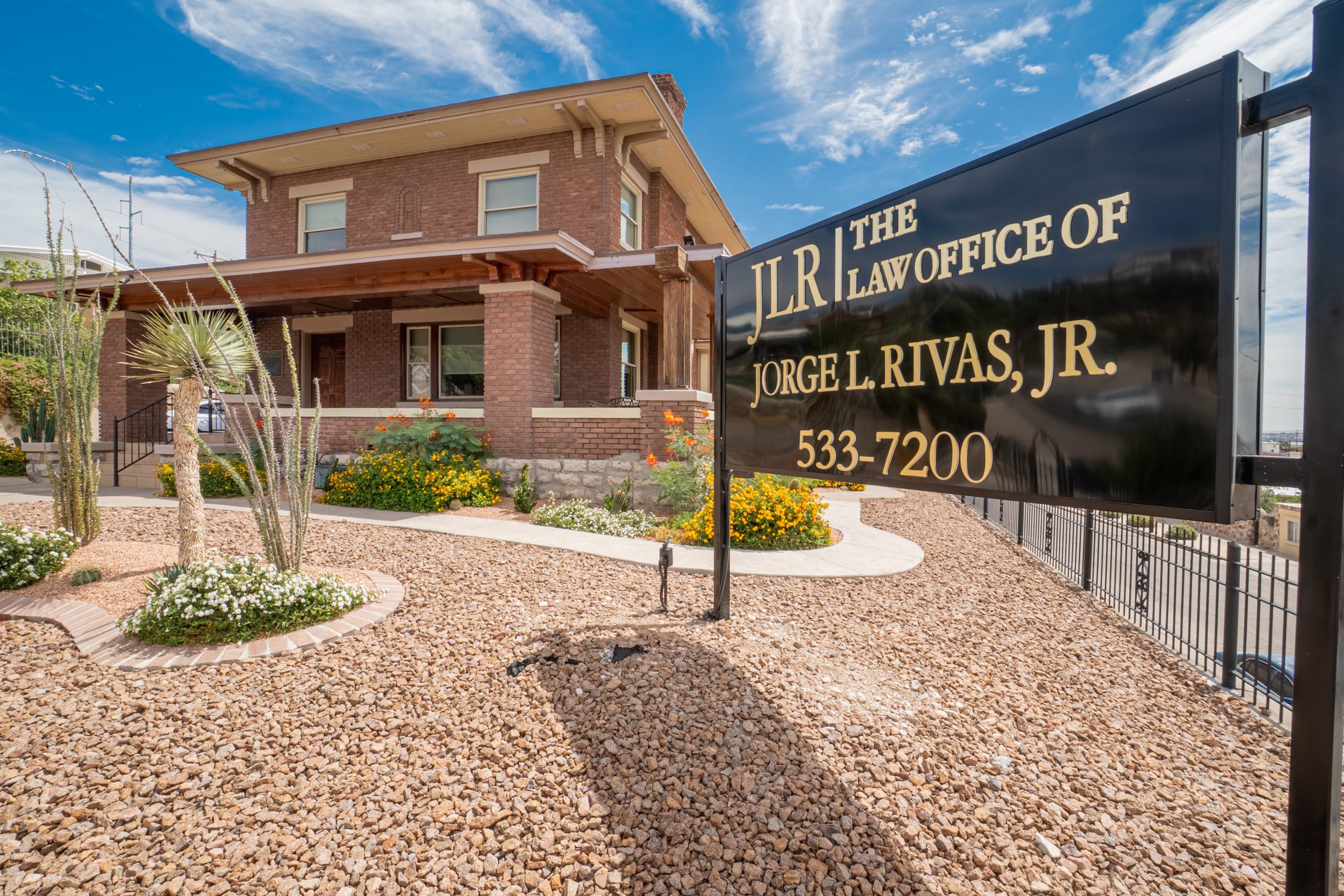 Drone image of The Law Office of Jorge Rivas, Jr. located at 1600 N. Kansas El Paso, Texas. 